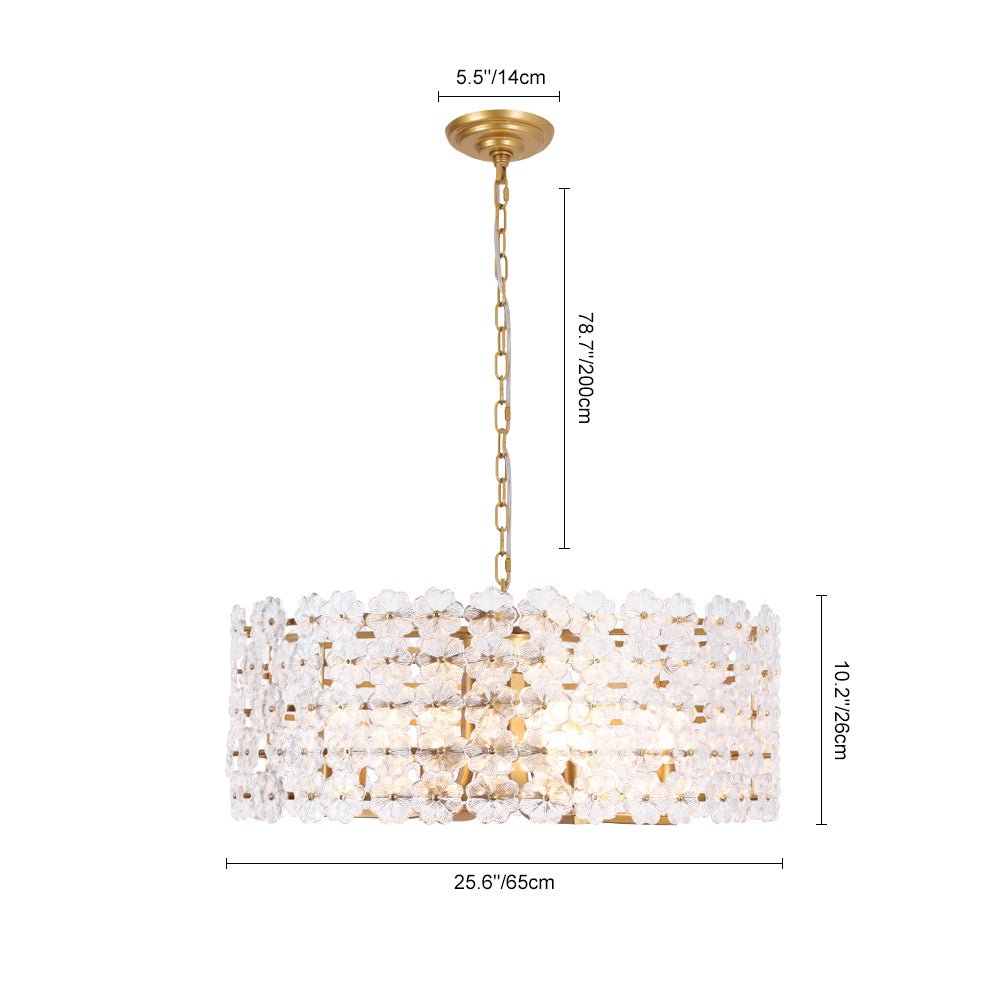 Art Deco Blossom Floral Cage Drum Lantern Pendant Light