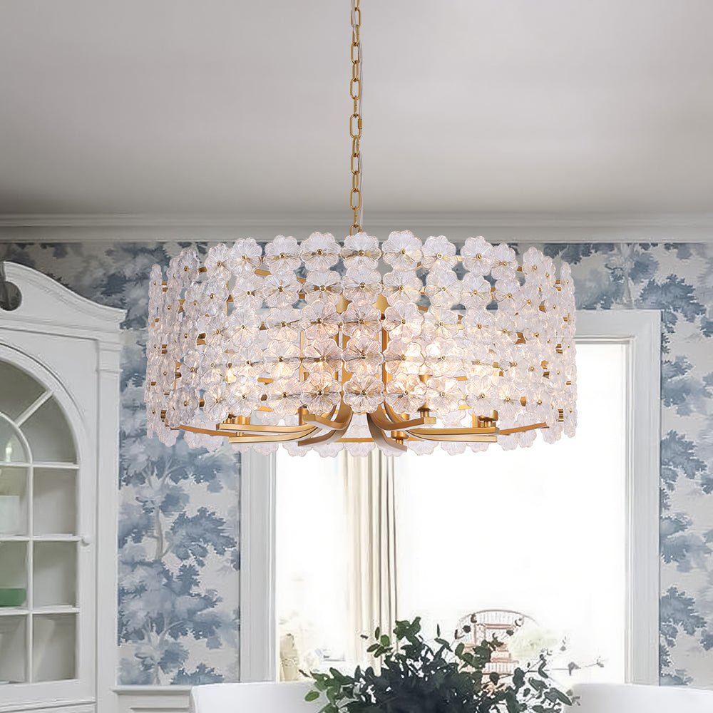 Art Deco Blossom Floral Cage Drum Lantern Pendant Light