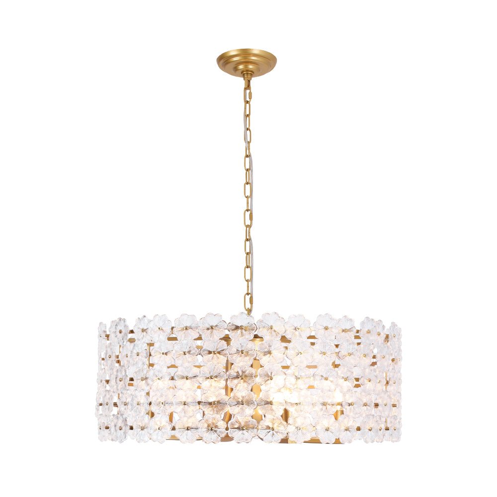 Art Deco Blossom Floral Cage Drum Lantern Pendant Light
