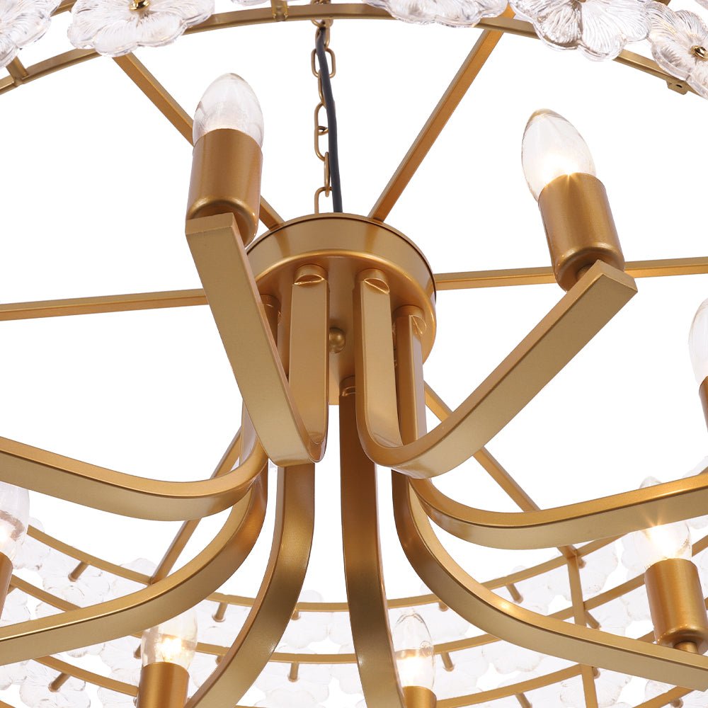 Art Deco Blossom Floral Cage Drum Lantern Pendant Light