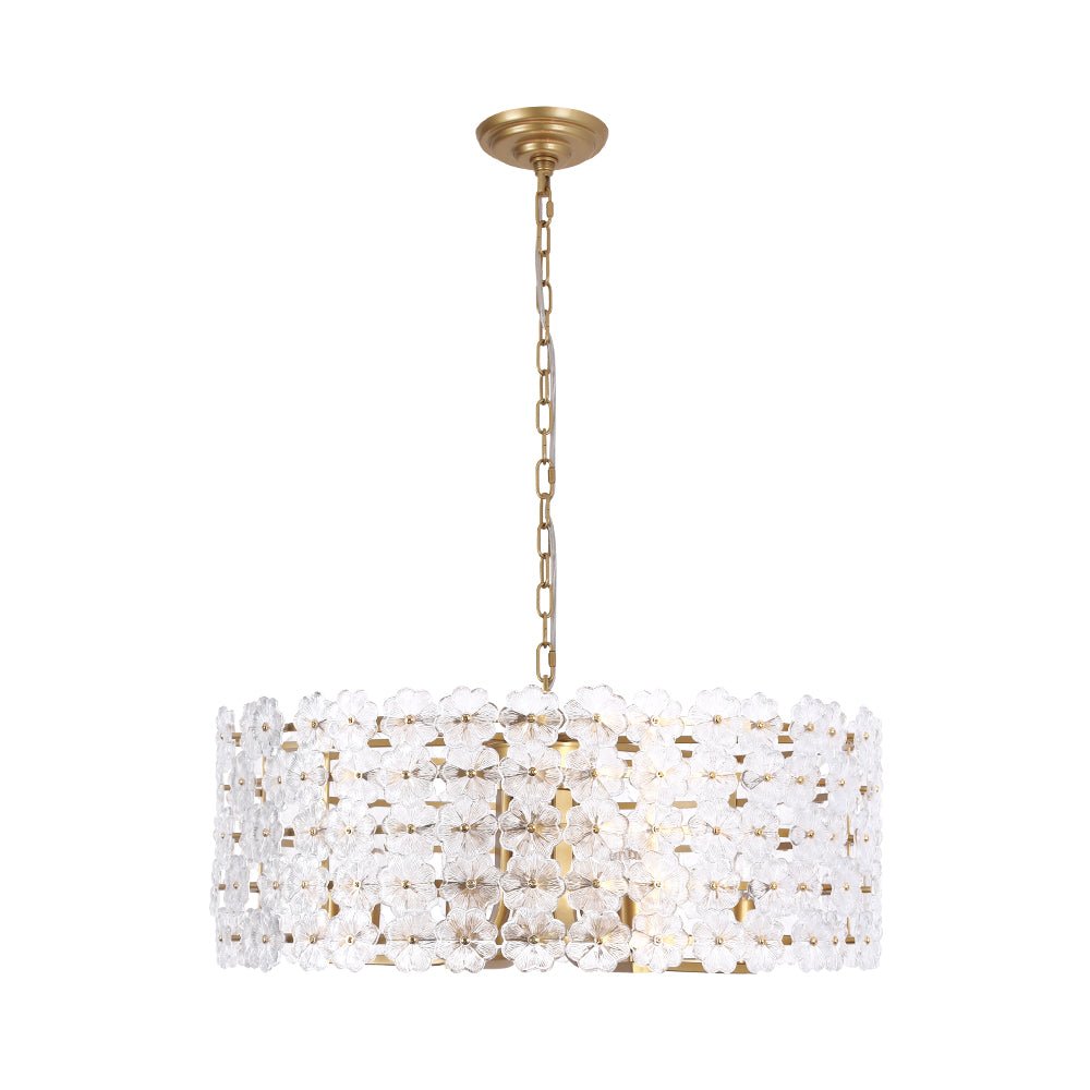 Art Deco Blossom Floral Cage Drum Lantern Pendant Light