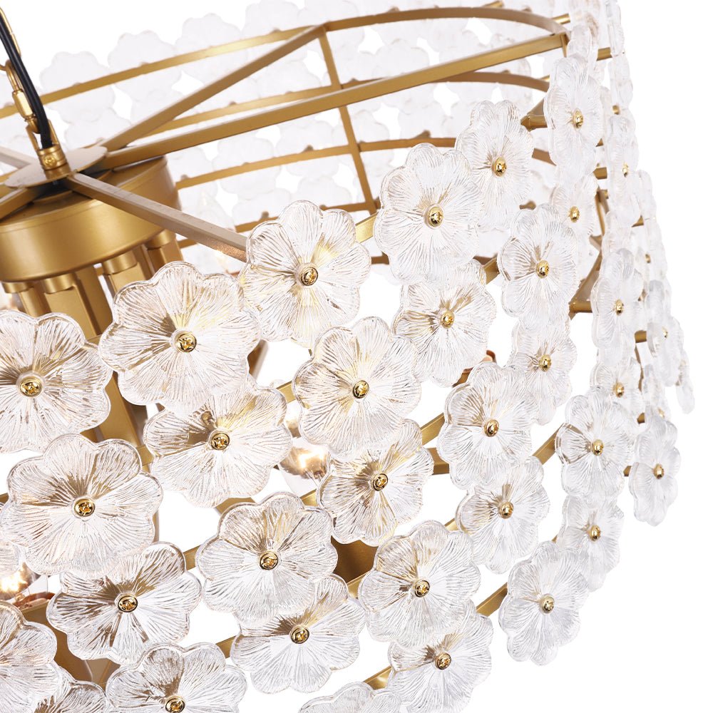 Art Deco Blossom Floral Cage Drum Lantern Pendant Light