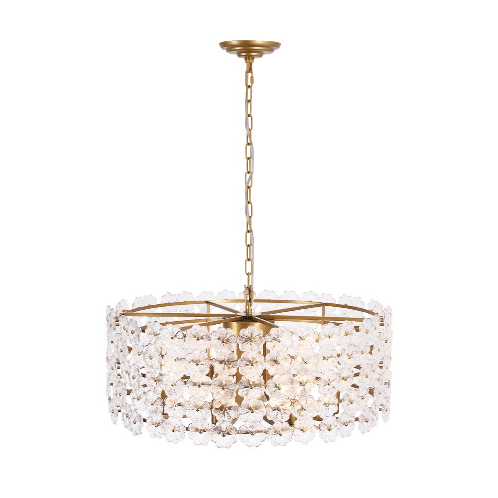 Art Deco Blossom Floral Cage Drum Lantern Pendant Light