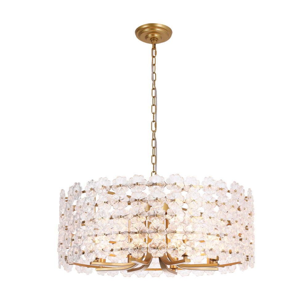 Art Deco Blossom Floral Cage Drum Lantern Pendant Light