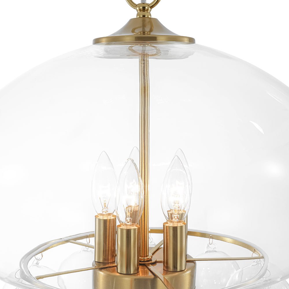 Art Deco Brass Tiered Clear Glass Jellyfish Style Chandelier