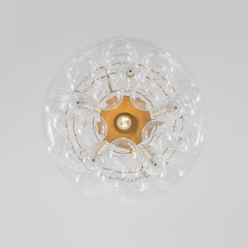 Art Deco Brass Tiered Clear Glass Jellyfish Style Chandelier