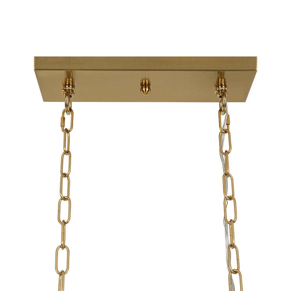 Art Deco Luxury Brass Crystal Linear Cage Island Chandelier