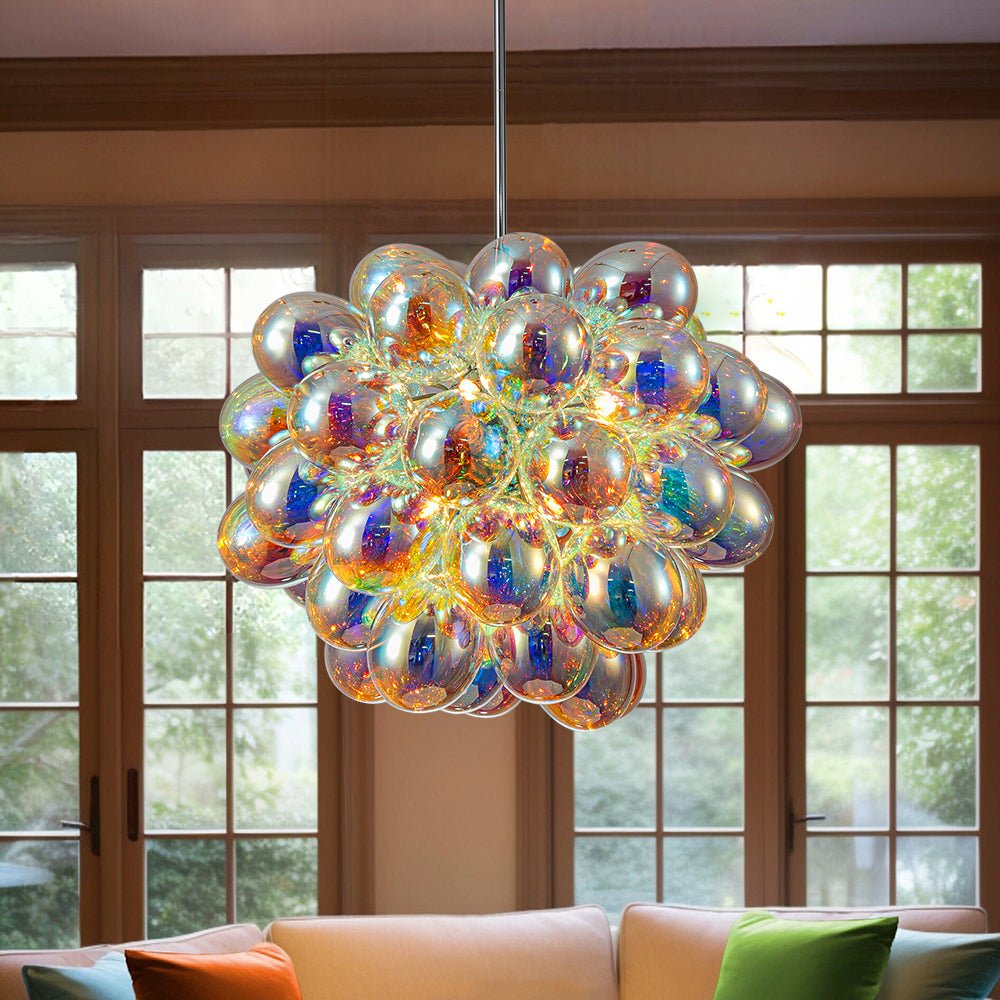Bauhaus Color Stained Glass Cluster Bubble Chandelier