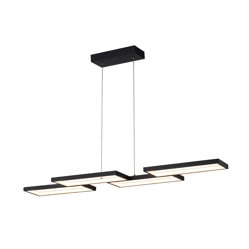 Black 4-light Rectangular Dimmable LED Kitchen Island Pendant
