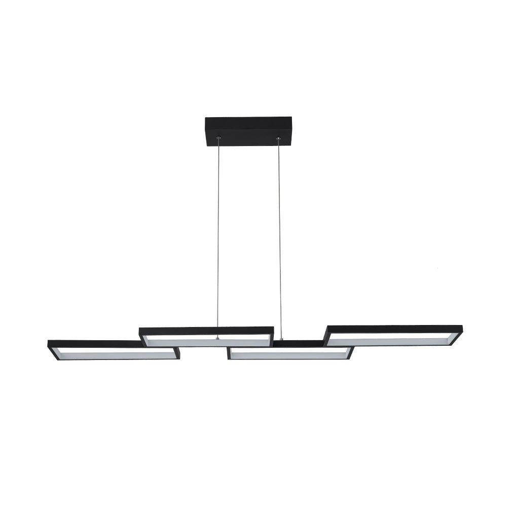 Black 4-light Rectangular Dimmable LED Kitchen Island Pendant