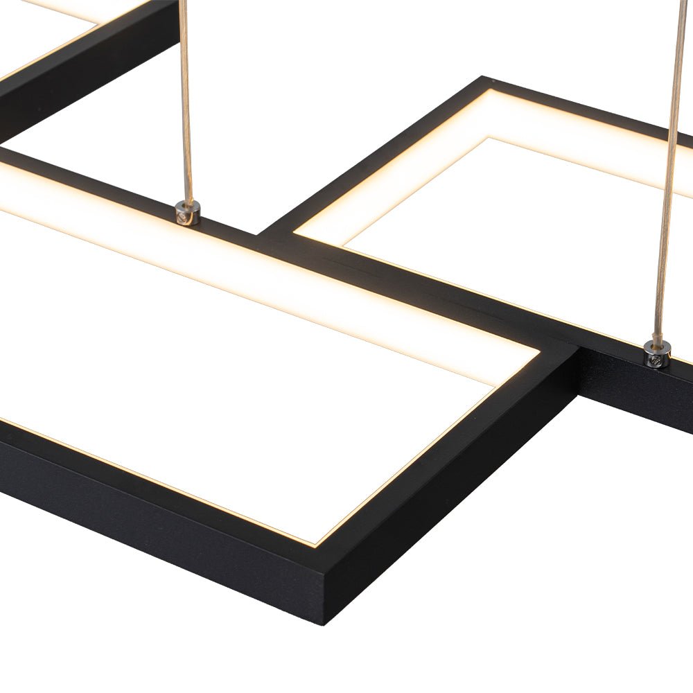 Black 4-light Rectangular Dimmable LED Kitchen Island Pendant