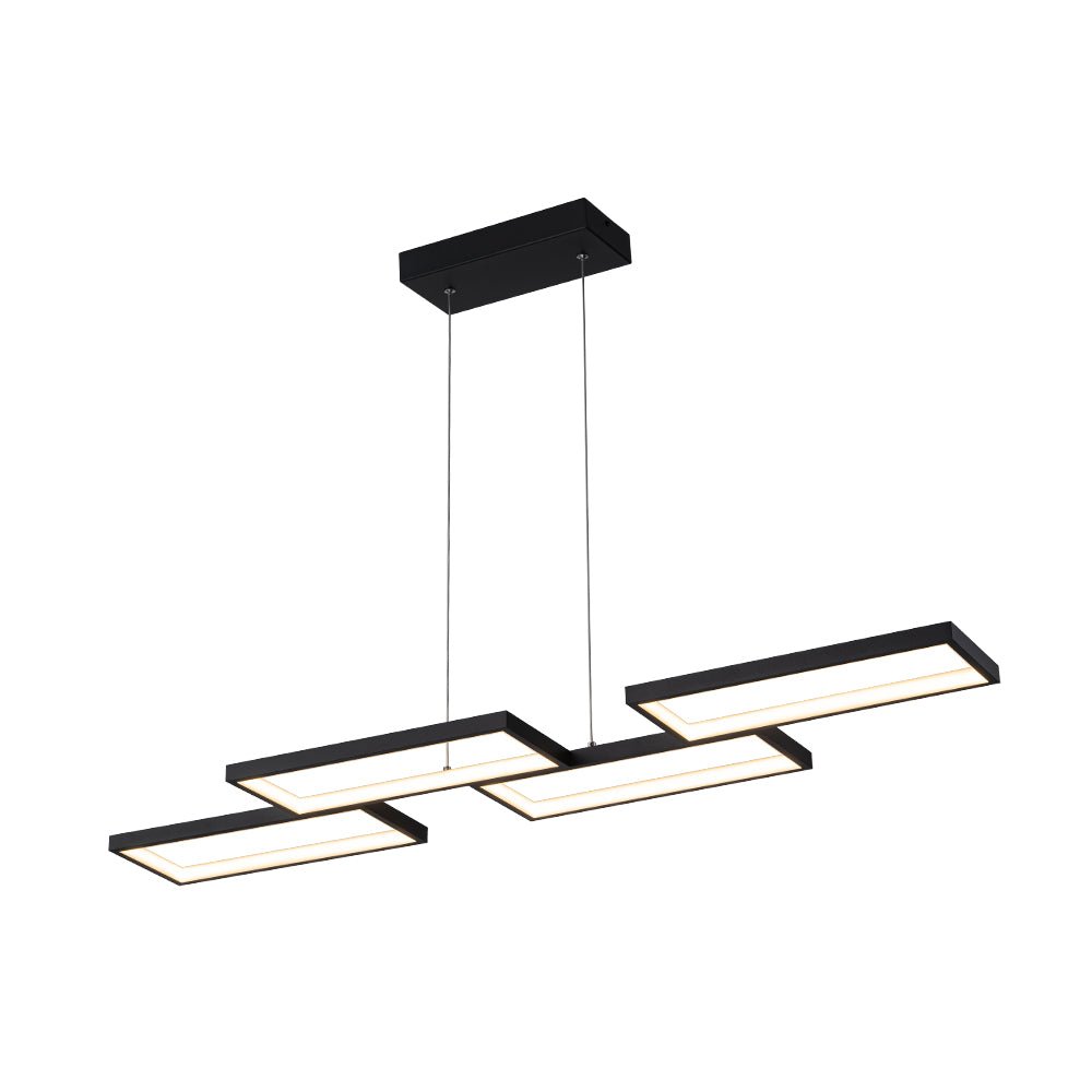 Black 4-light Rectangular Dimmable LED Kitchen Island Pendant
