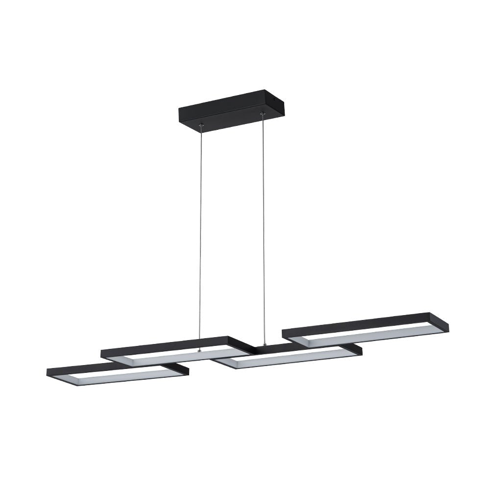 Black 4-light Rectangular Dimmable LED Kitchen Island Pendant