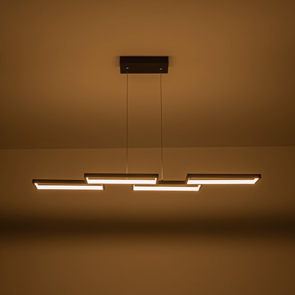 Black 4-light Rectangular Dimmable LED Kitchen Island Pendant