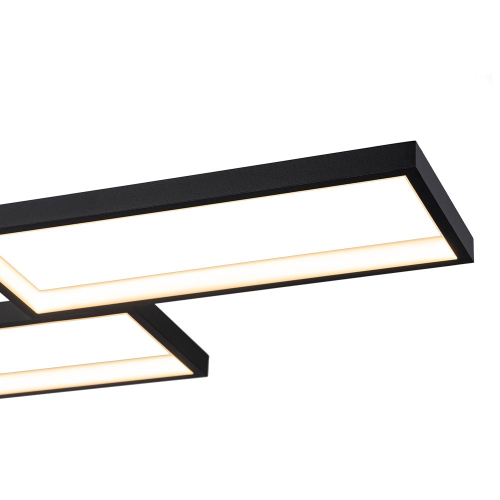 Black 4-light Rectangular Dimmable LED Kitchen Island Pendant