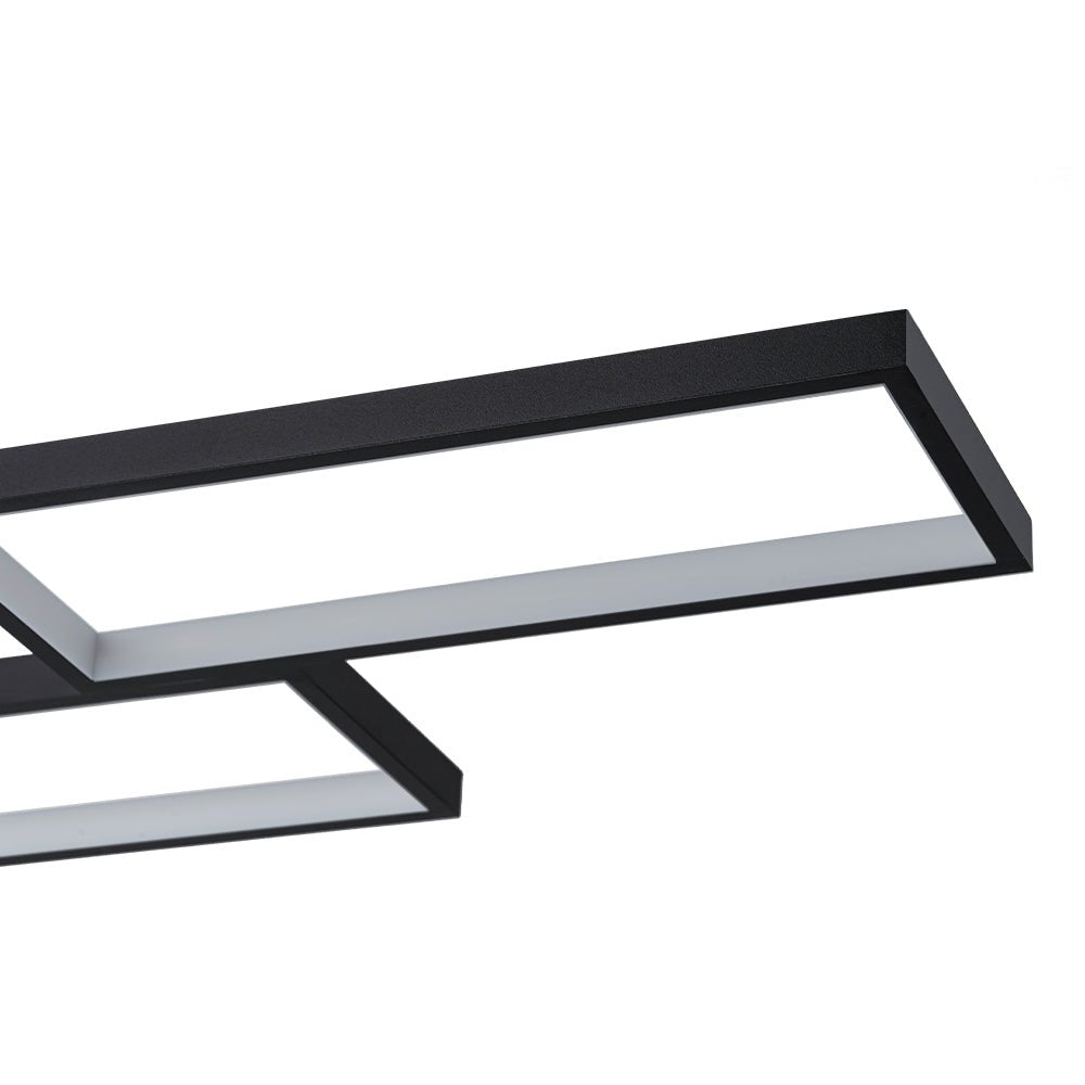 Black 4-light Rectangular Dimmable LED Kitchen Island Pendant