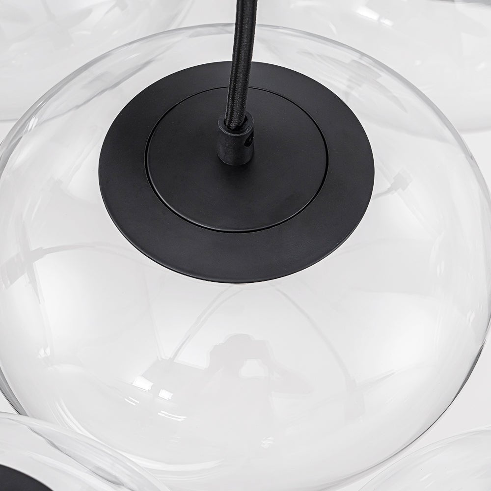 Black 7-Light Cluster Clear Glass Oval Globe Chandelier