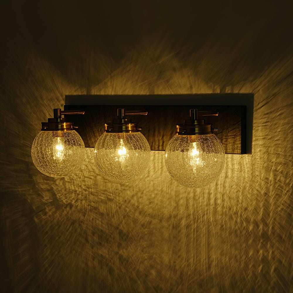 Black Brass Crackle Glass Globe Vanity Wall Lamp