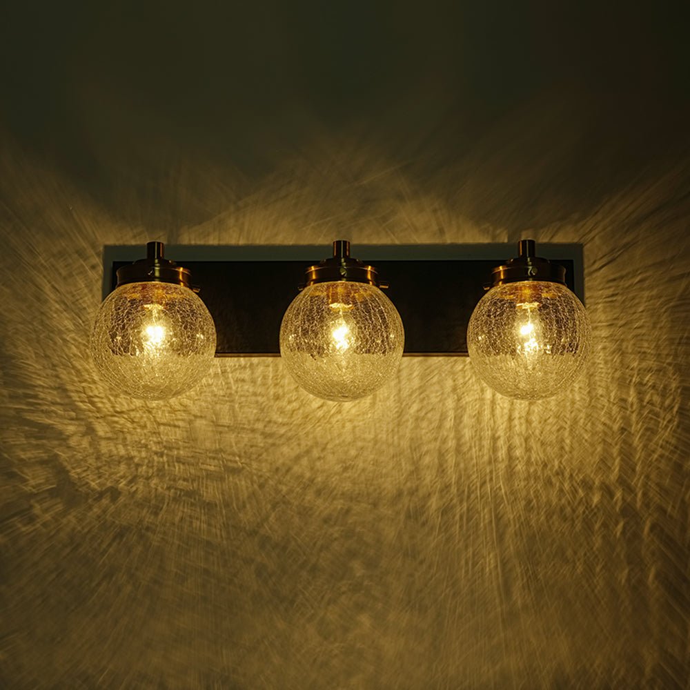 Black Brass Crackle Glass Globe Vanity Wall Lamp