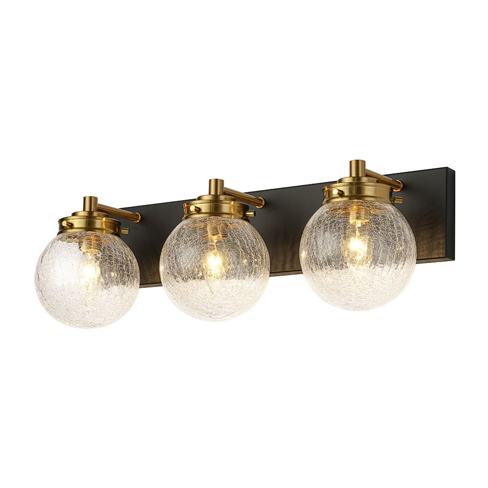 Black Brass Crackle Glass Globe Vanity Wall Lamp