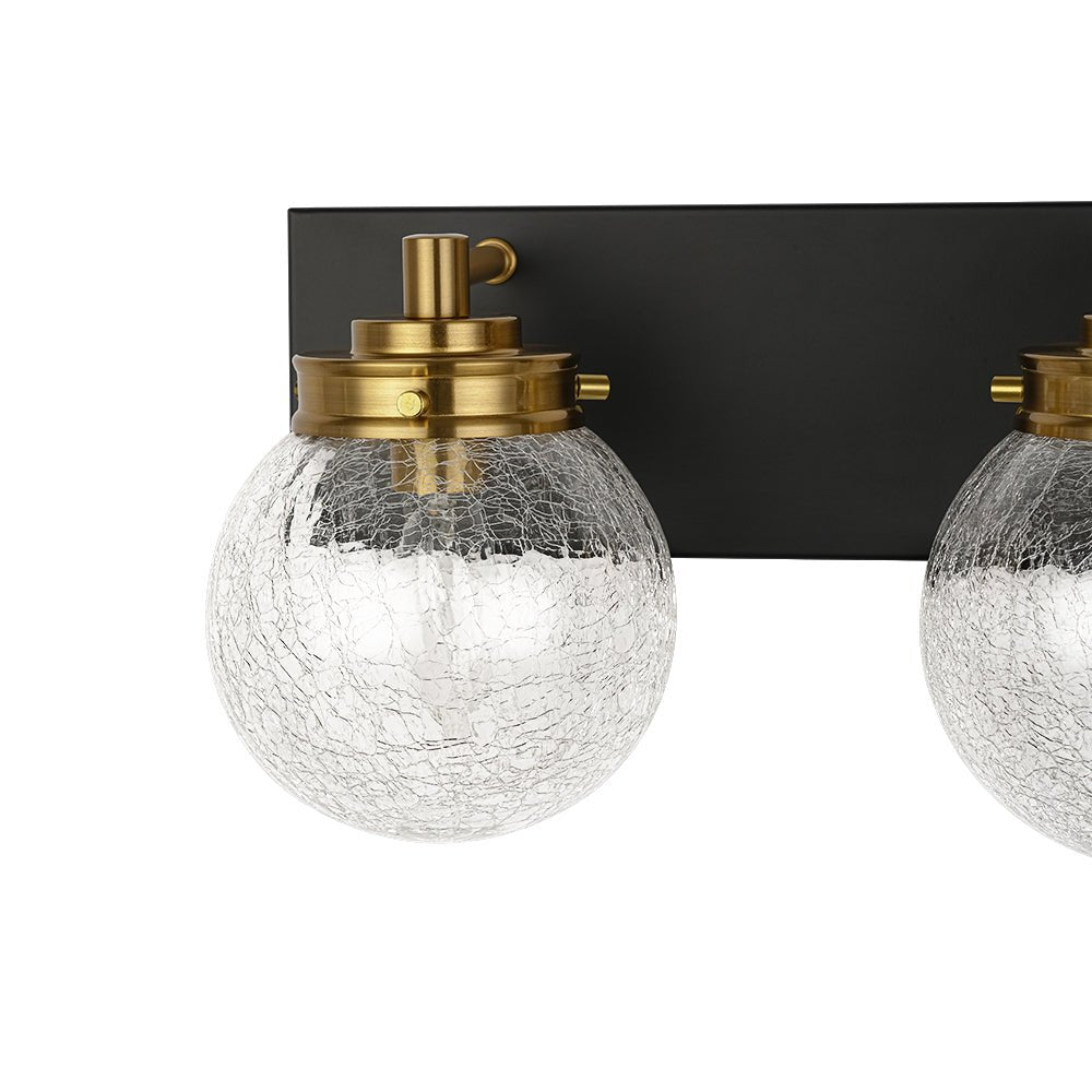 Black Brass Crackle Glass Globe Vanity Wall Lamp