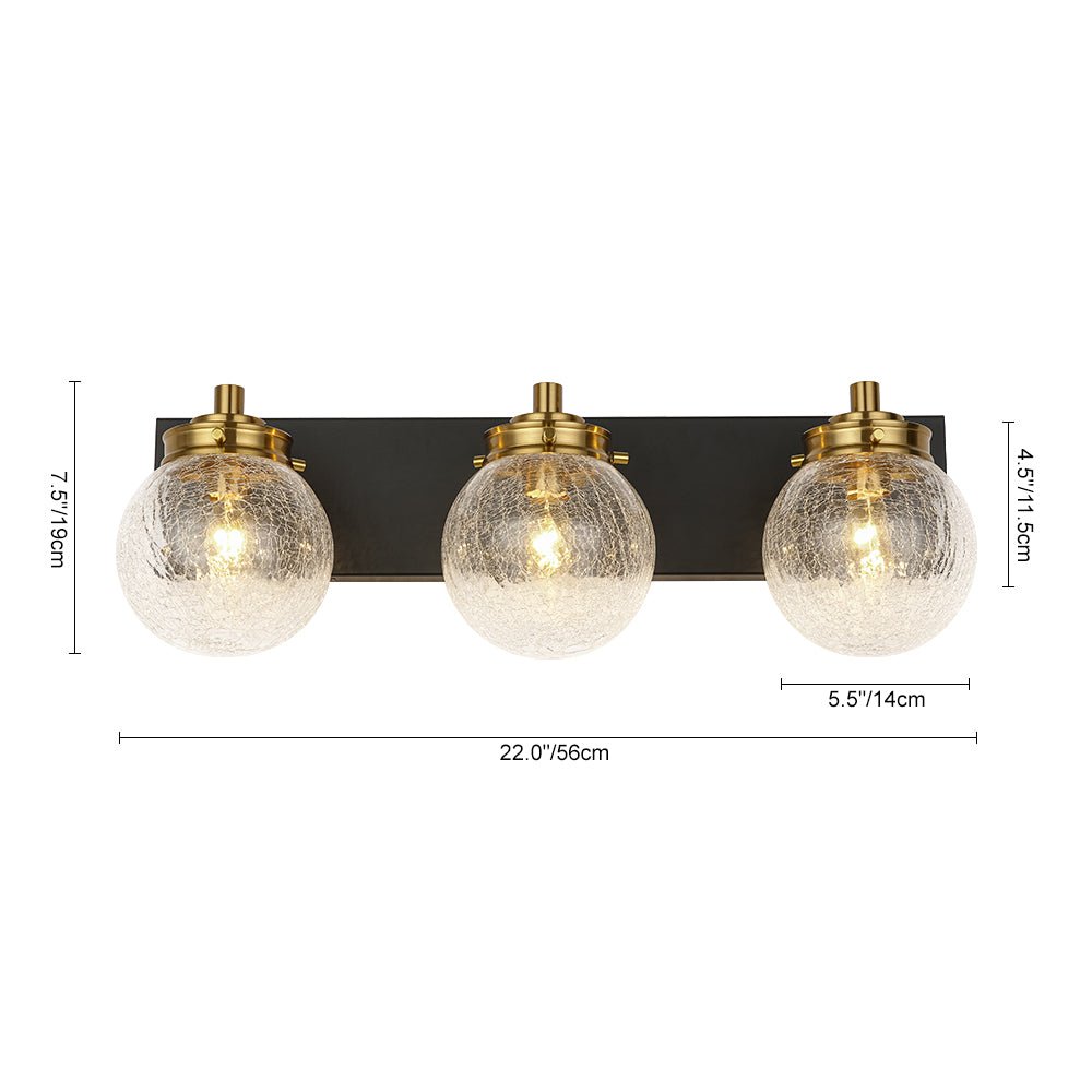 Black Brass Crackle Glass Globe Vanity Wall Lamp