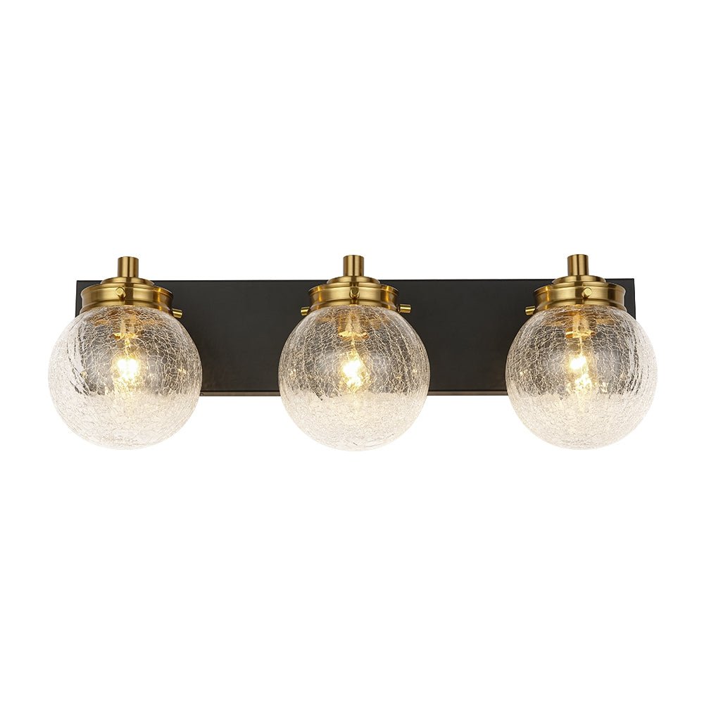 Black Brass Crackle Glass Globe Vanity Wall Lamp