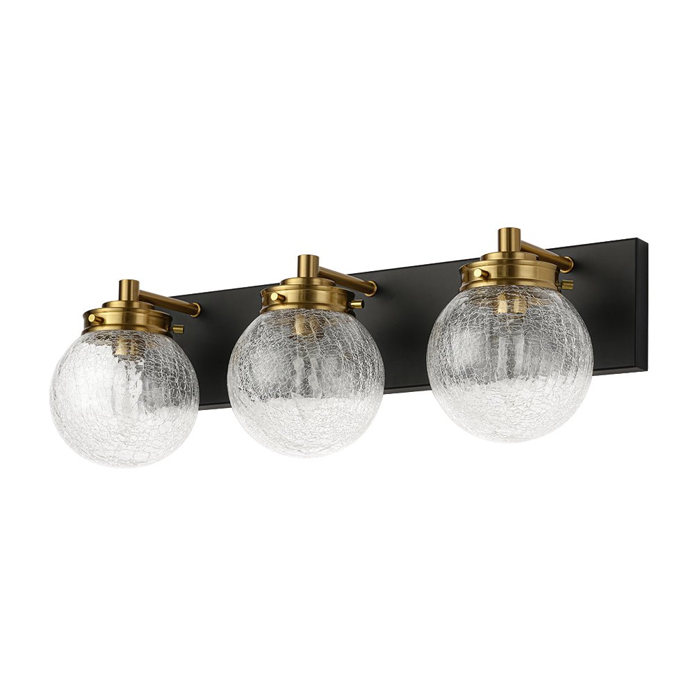 Black Brass Crackle Glass Globe Vanity Wall Lamp