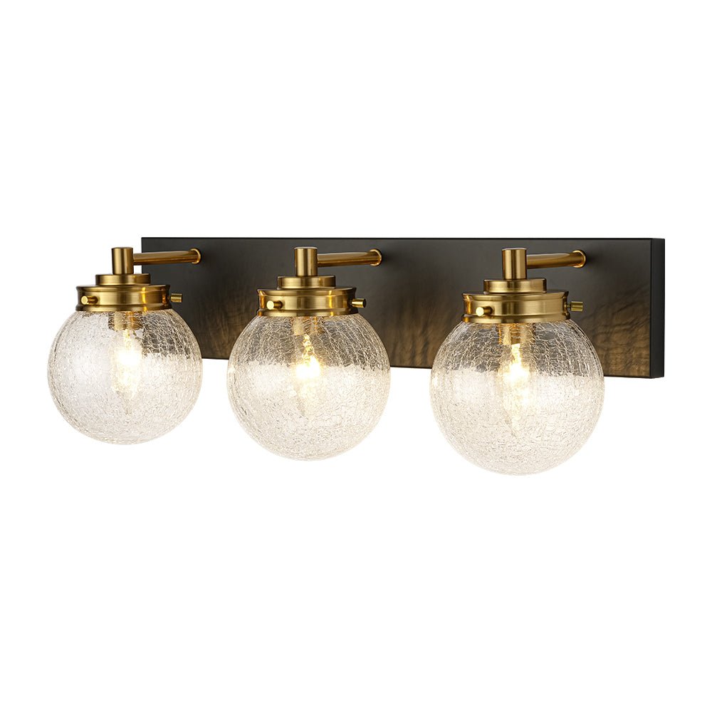 Black Brass Crackle Glass Globe Vanity Wall Lamp