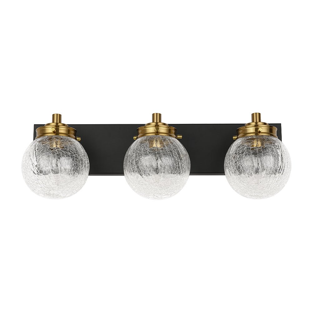 Black Brass Crackle Glass Globe Vanity Wall Lamp