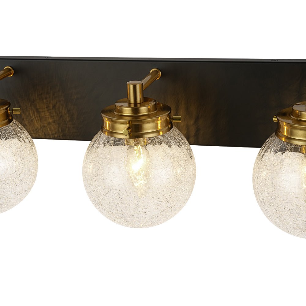 Black Brass Crackle Glass Globe Vanity Wall Lamp