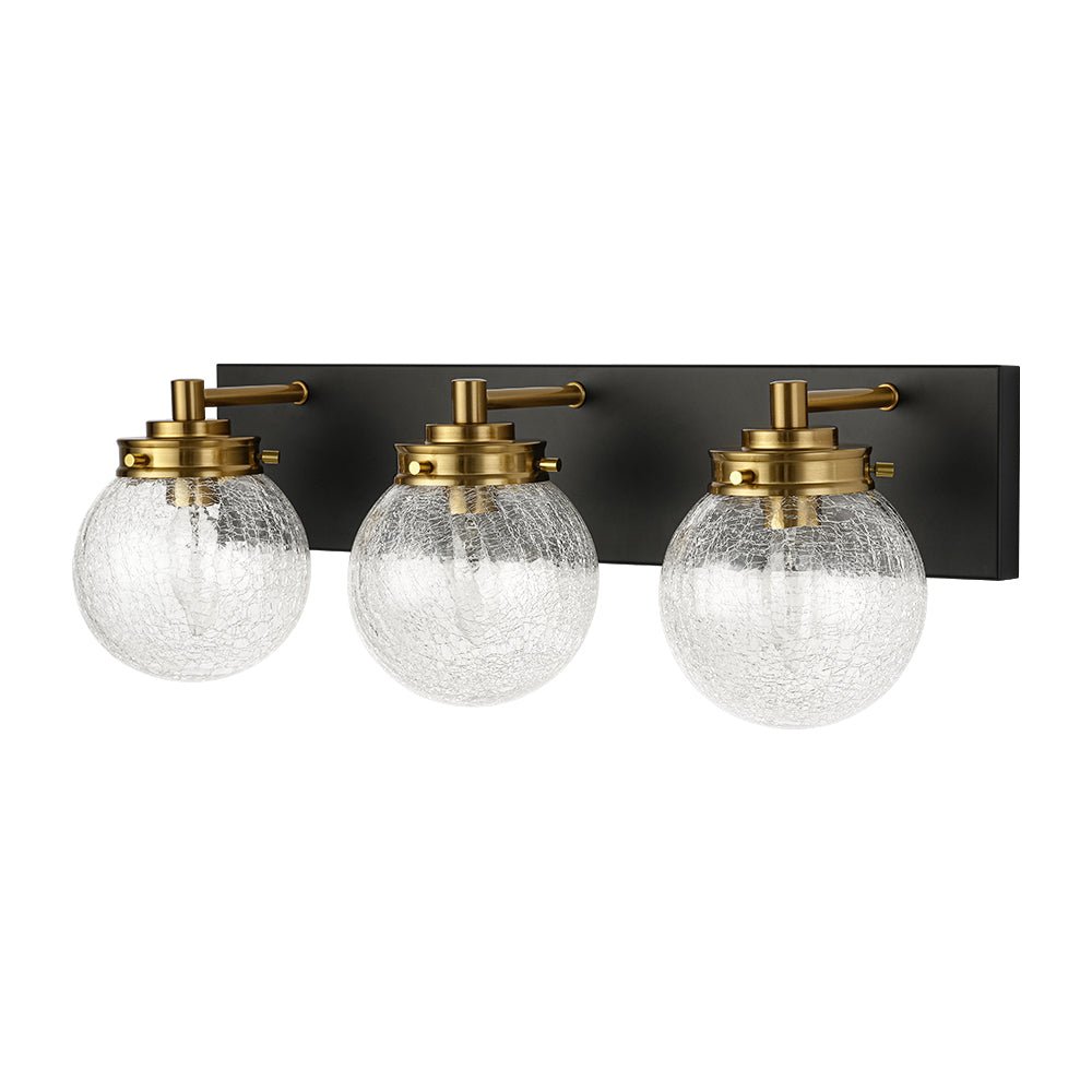 Black Brass Crackle Glass Globe Vanity Wall Lamp