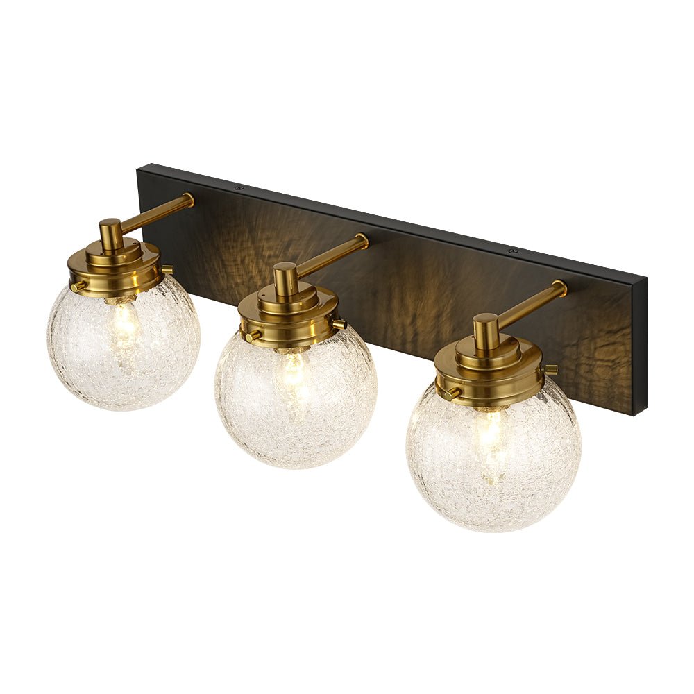 Black Brass Crackle Glass Globe Vanity Wall Lamp