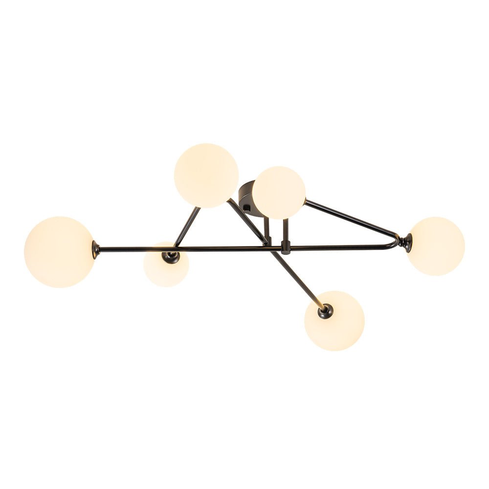 (OpenBox) Black Frosted Bubble Linear Sputnik Semi Flush Mount