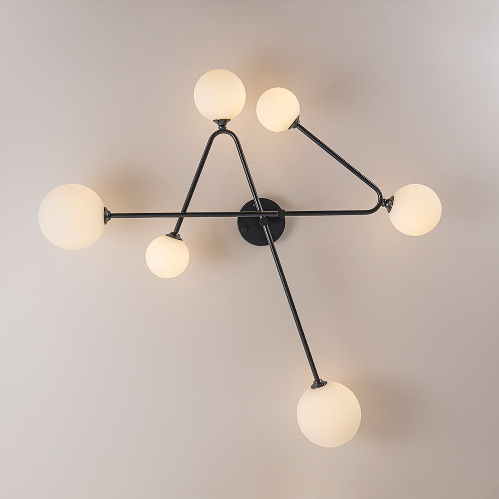 (OpenBox) Black Frosted Bubble Linear Sputnik Semi Flush Mount