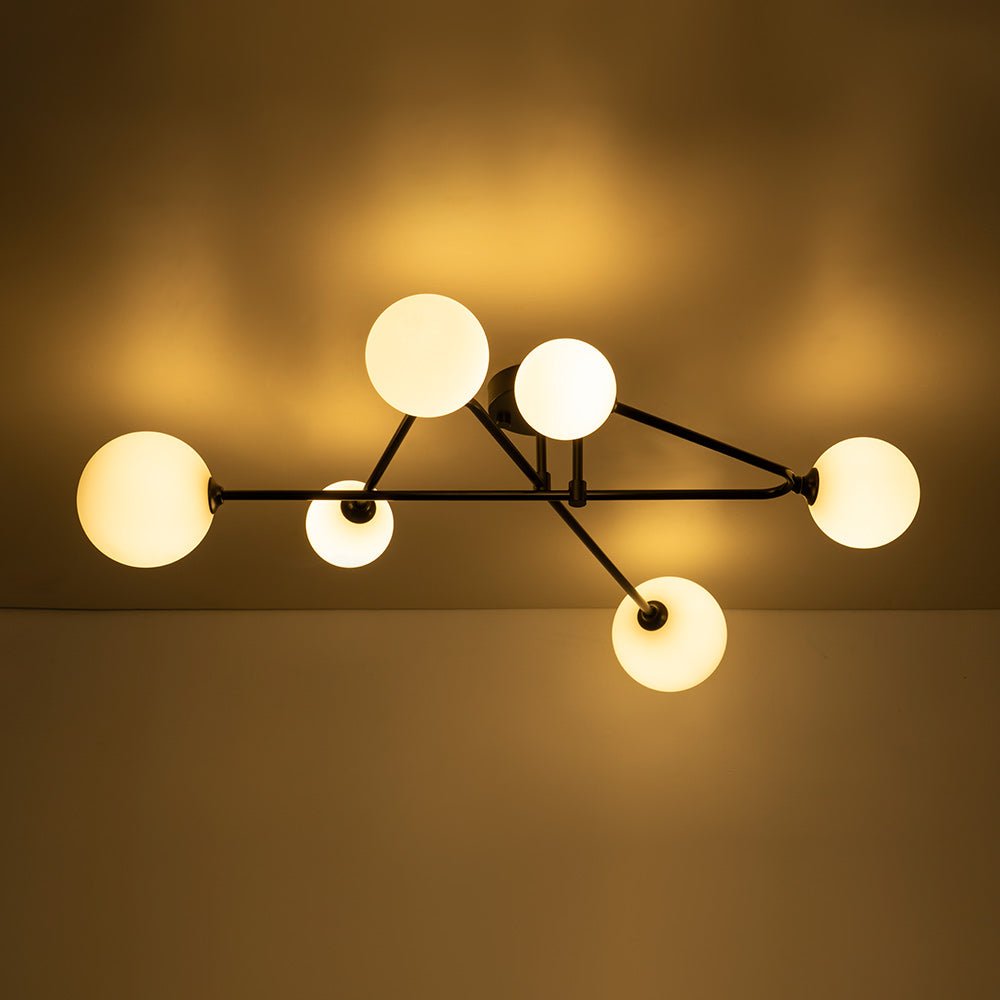 (OpenBox) Black Frosted Bubble Linear Sputnik Semi Flush Mount