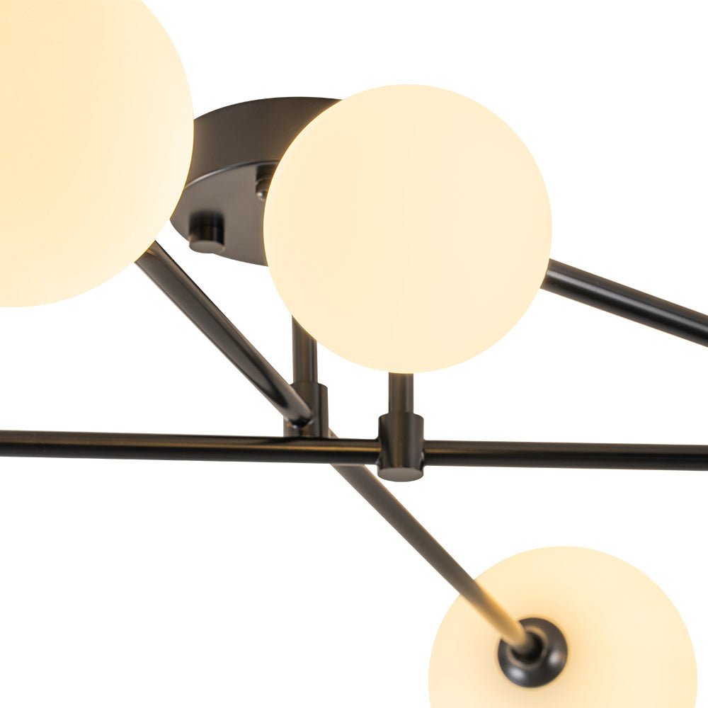 (OpenBox) Black Frosted Bubble Linear Sputnik Semi Flush Mount