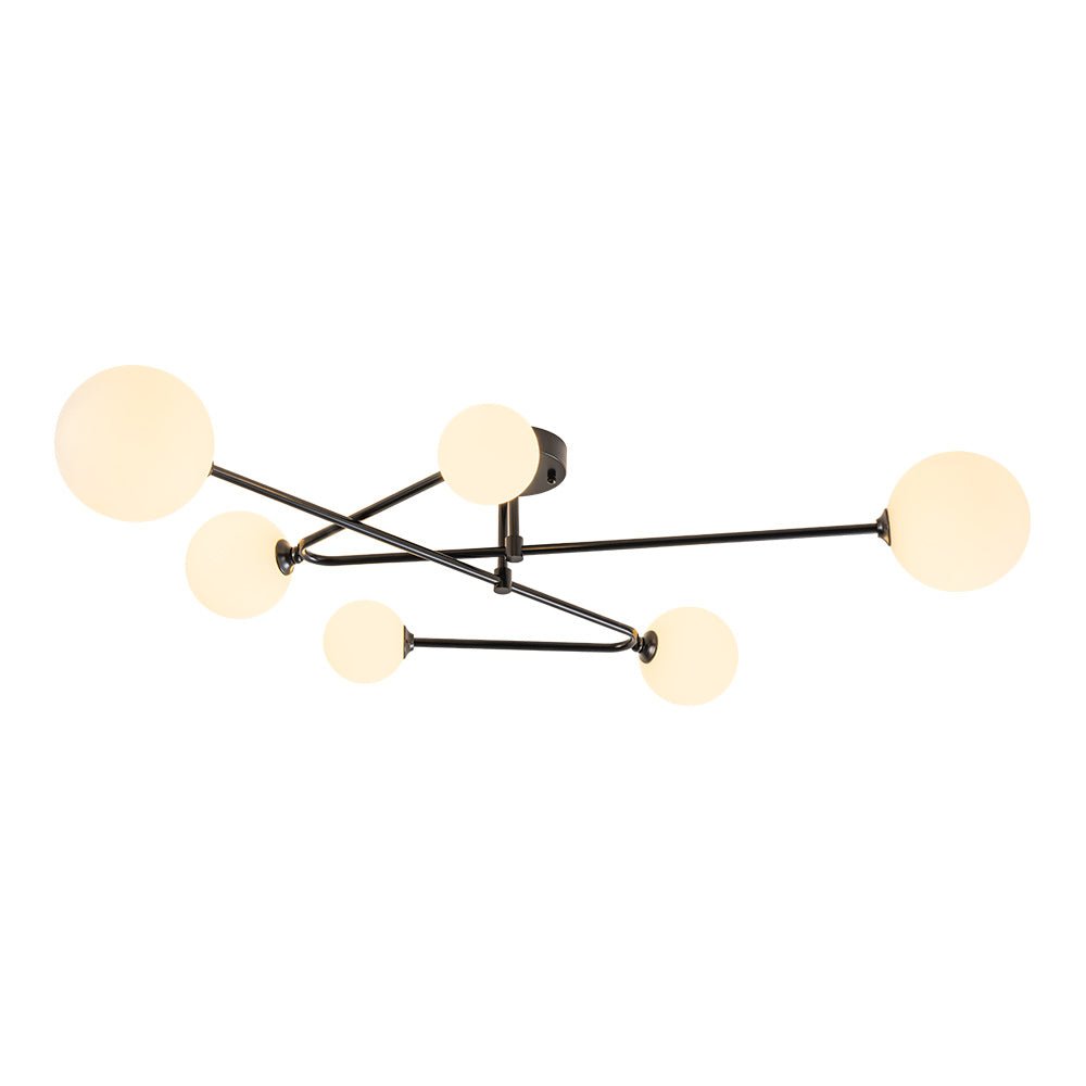 (OpenBox) Black Frosted Bubble Linear Sputnik Semi Flush Mount