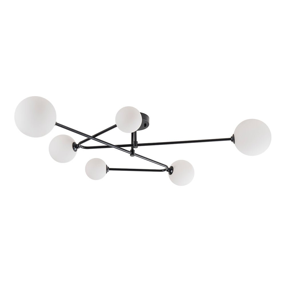 (OpenBox) Black Frosted Bubble Linear Sputnik Semi Flush Mount