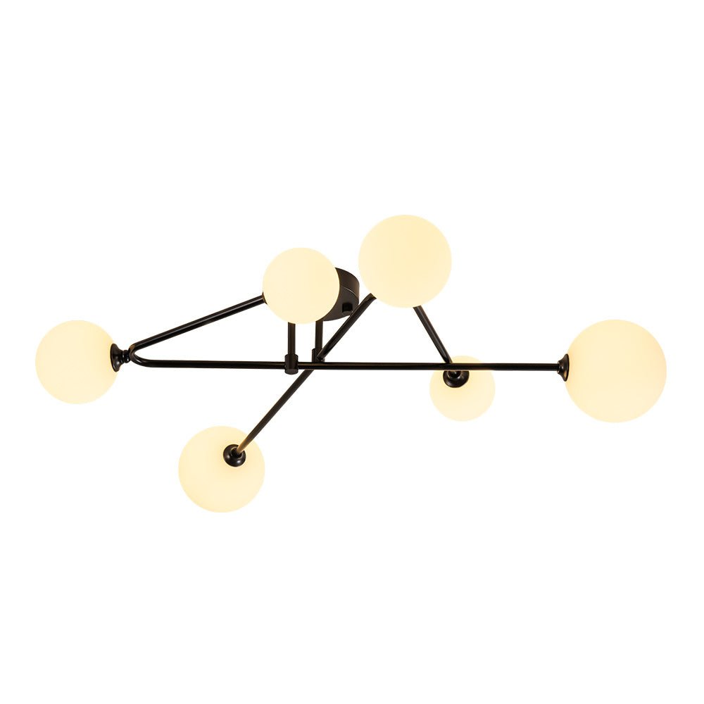 (OpenBox) Black Frosted Bubble Linear Sputnik Semi Flush Mount