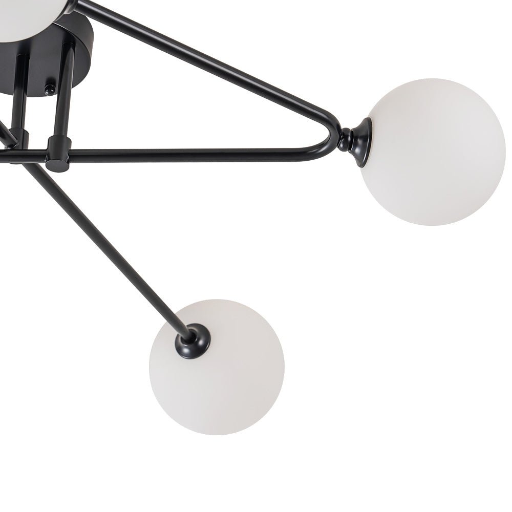 (OpenBox) Black Frosted Bubble Linear Sputnik Semi Flush Mount