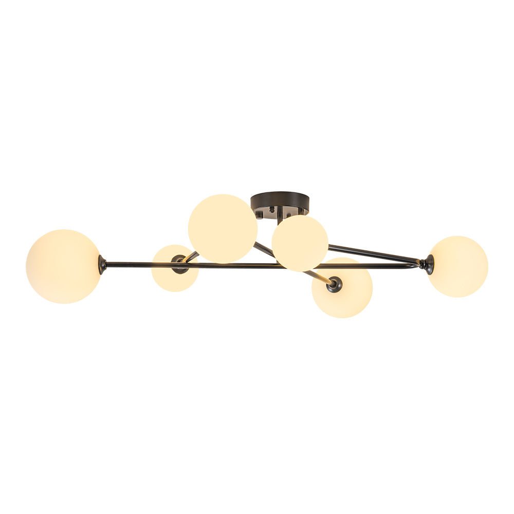 (OpenBox) Black Frosted Bubble Linear Sputnik Semi Flush Mount