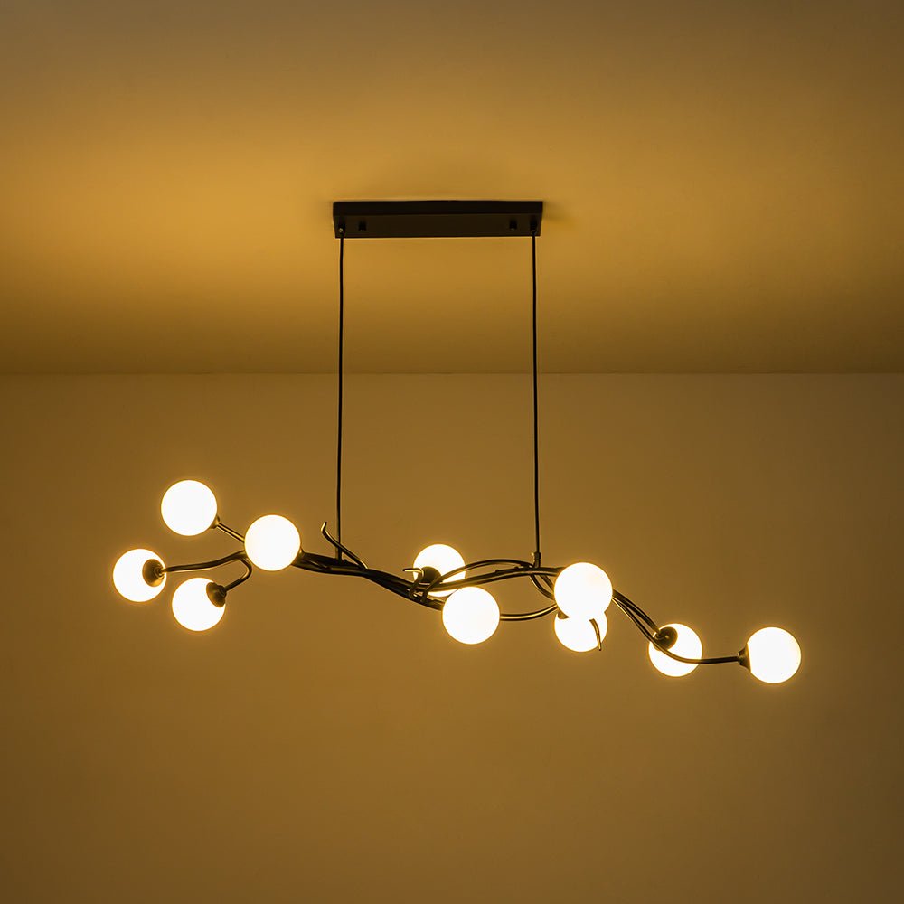 Black Magic Forest Willow Bubble Linear Island Chandelier
