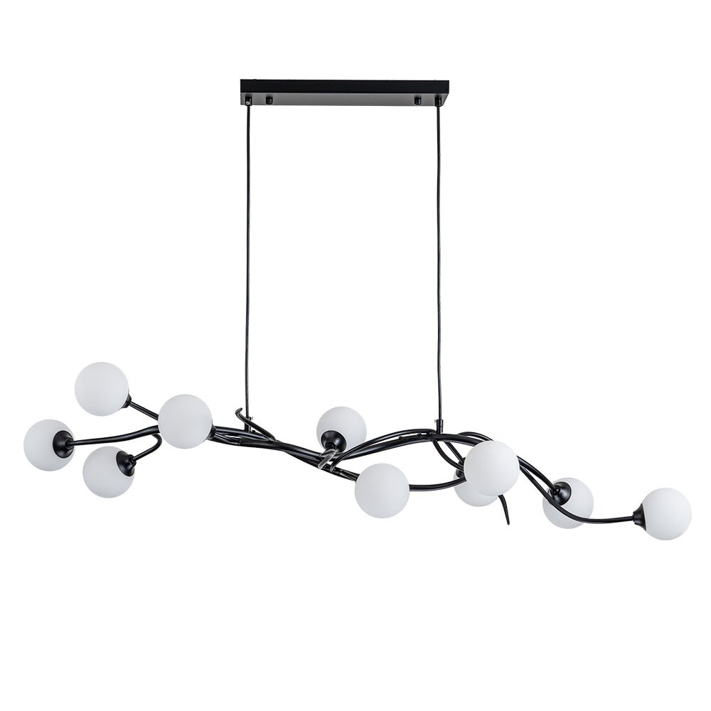 Black Magic Forest Willow Bubble Linear Island Chandelier