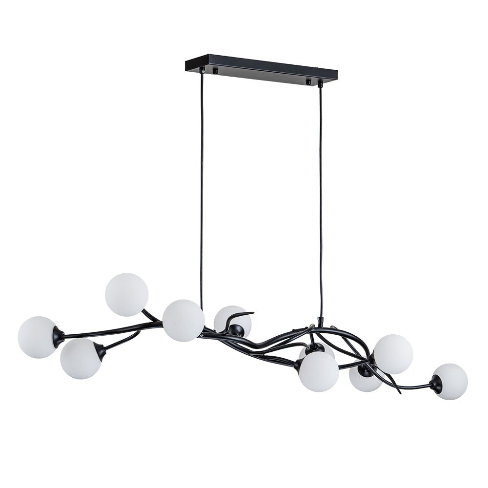 Black Magic Forest Willow Bubble Linear Island Chandelier