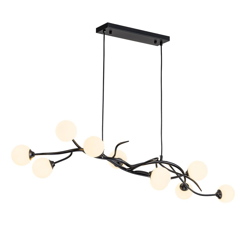 Black Magic Forest Willow Bubble Linear Island Chandelier