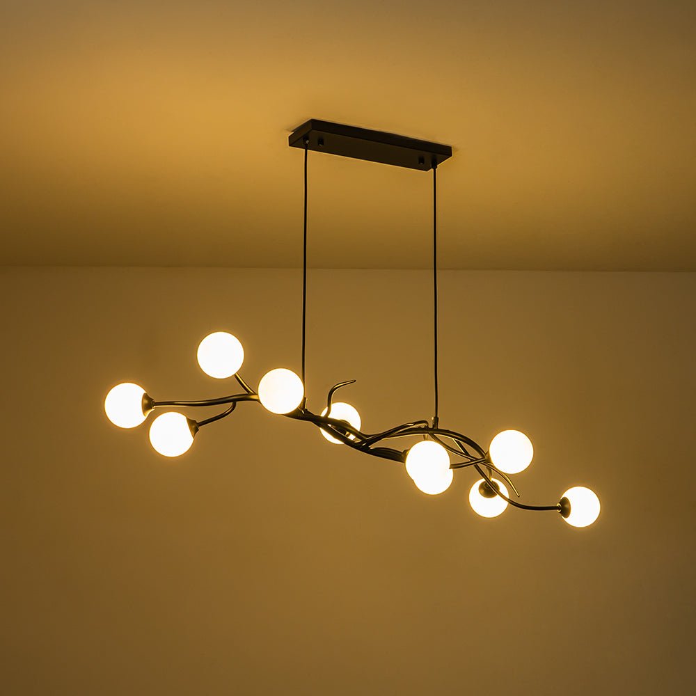 Black Magic Forest Willow Bubble Linear Island Chandelier