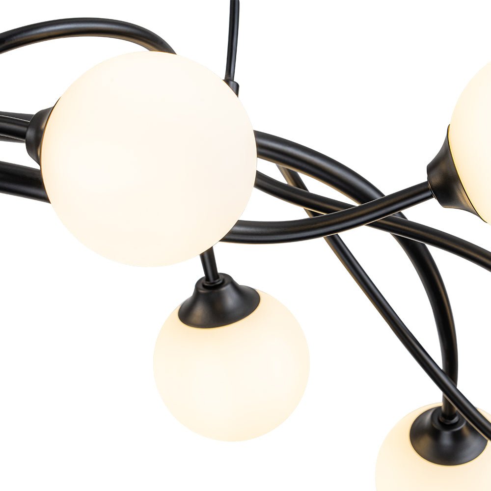 Black Magic Forest Willow Bubble Linear Island Chandelier