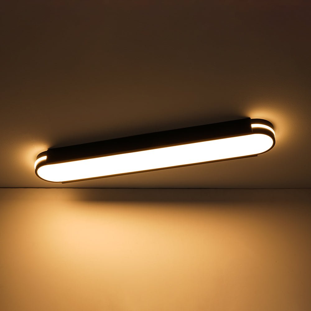 Black Minimalist Oval Dimmable LED Flush Mount Light
