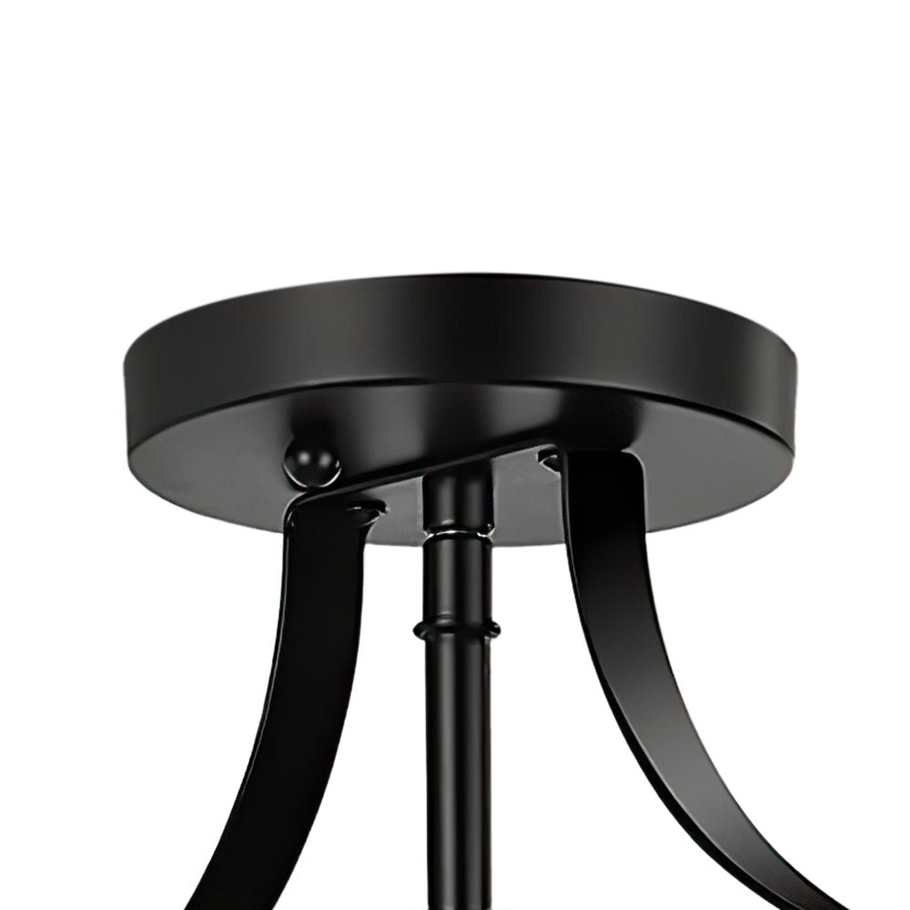 Black Round Lantern Semi Flush Mount Lighting
